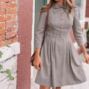 Gal Meets Glam Blanche Check Plaid Bow Dress 6